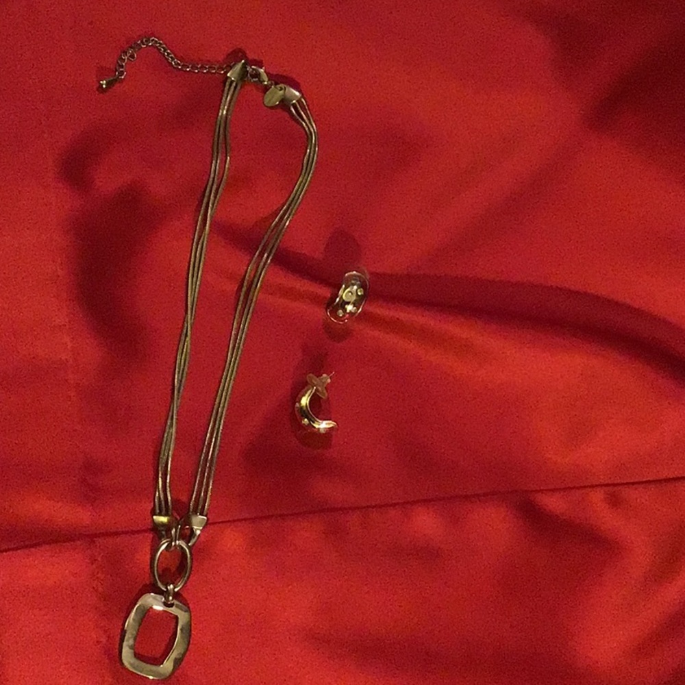 Lia Sophia silver necklace earrings
